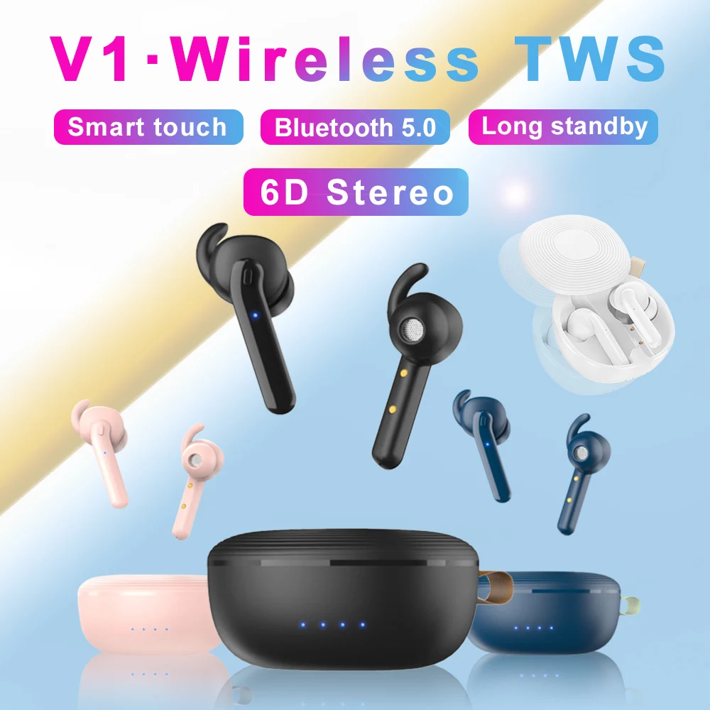Wireless V1 TWS Bluetooth v5.0 Sports Headset Music Smart Headphones Fashion Innovative earphone | Электроника