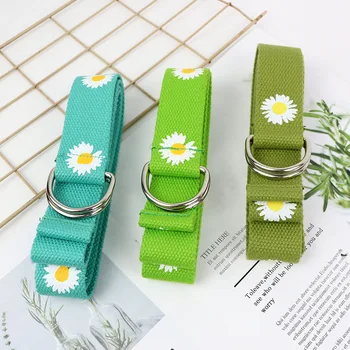 

Little Daisies Flower Canvas Belt Women Candy Color Teenager Jeans All-Match Daisy Long Belt Waist Strap ремень