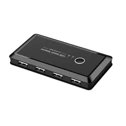 PPYY новый-KVM коммутатор USB2.0 коммутатор 2 порта ПК обмен 4 USB устройства для клавиатуры принтер монитор USB переключатель