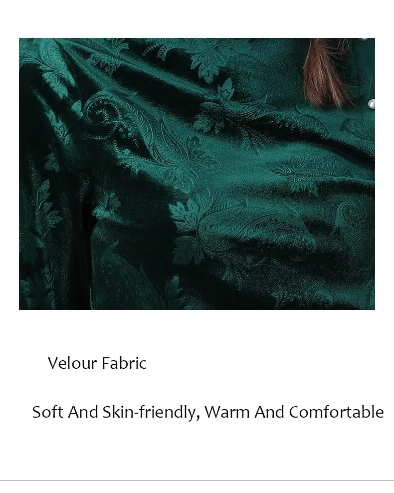 Женская теплая велюровая блузка, зимние приталенные топы, винтажные цветочные принты, высокая горловина, жемчуг, бисер, элегантная обтягивающая одежда, внутри блузки