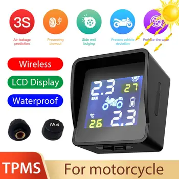 

New Solar Wireless Tire Pressure Monitoring System Motorcycle TPMS Motor Tire Pressure Tyre Temperature Monitoring Alarm System