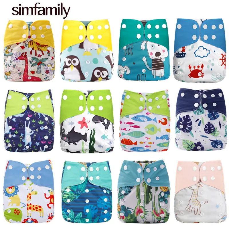 

[simfamily]1PC Reusable Waterproof digital printed baby Cloth Diaper One Size Pocket baby nappies wholesale price fit for 3-15kg