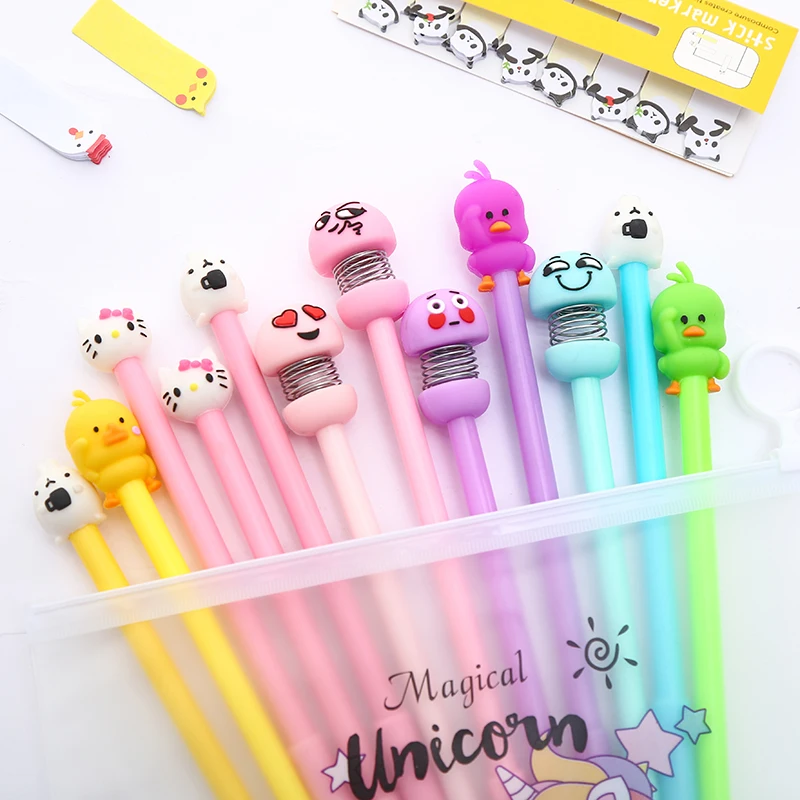 12Pcs/pack Creative Kawaii Gel Pen Black Cat We Bare Bear Cactus Unicorn Flamingo Christmas Gift Cute Stationery Store Ink Pens - Цвет: 24