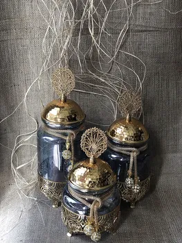 

Sudamlasibazaar Set of 3 Canister Set, Candy Buffet, Glass Cookie Jar, Pot, Jars, Container, canister Set, Gifts for Mothers