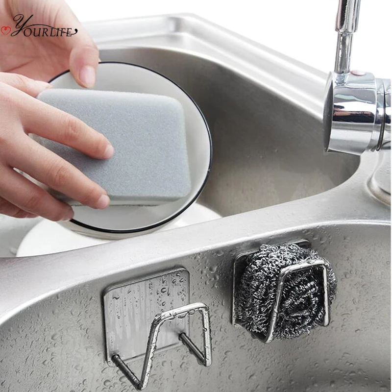 unknow sanmeiyang Cleaning Sponge Holder,Small Bed Design Scouring Pad Sink Storage Rack Kitchen Accessories 