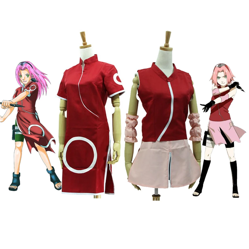 Anime Naruto Cosplay Haruno Sakura 1st Generation Cheongsam Dress Costume 2nd Clothing Set Halloween |