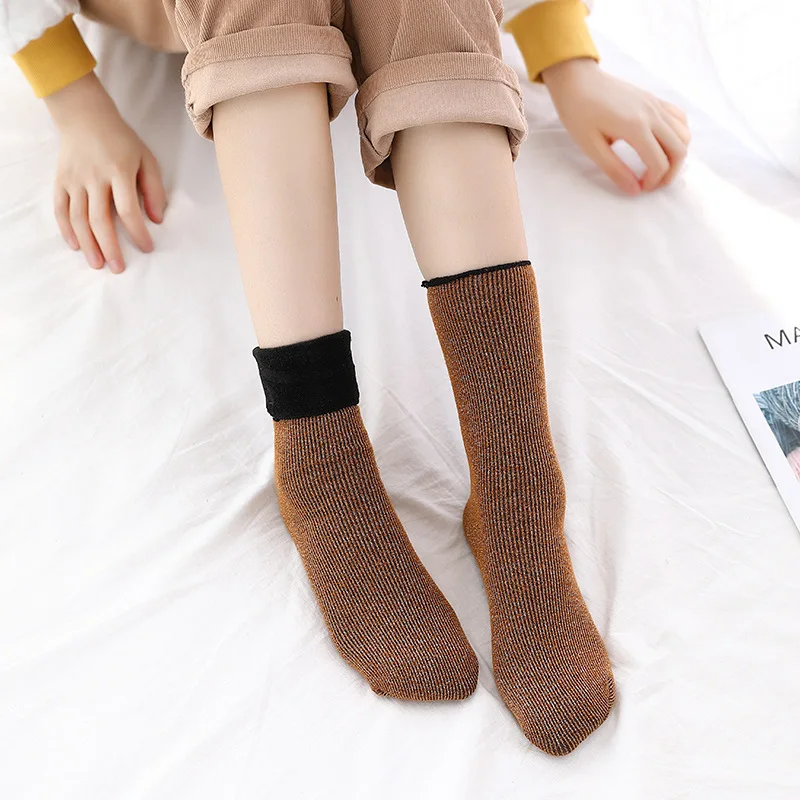 Зимние носки вязаные флисовые утепленные теплые для пола Женские однотонные