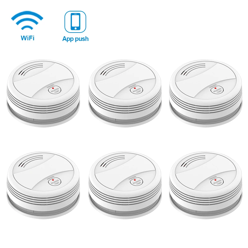 6pcs CPVan SM05W Smoke Detector WiFi Tuya Smart Life APP Control Smoke Sensor WiFi Alarm Detector Alarm Systems Security rookmelder - Цвет: 6pcs