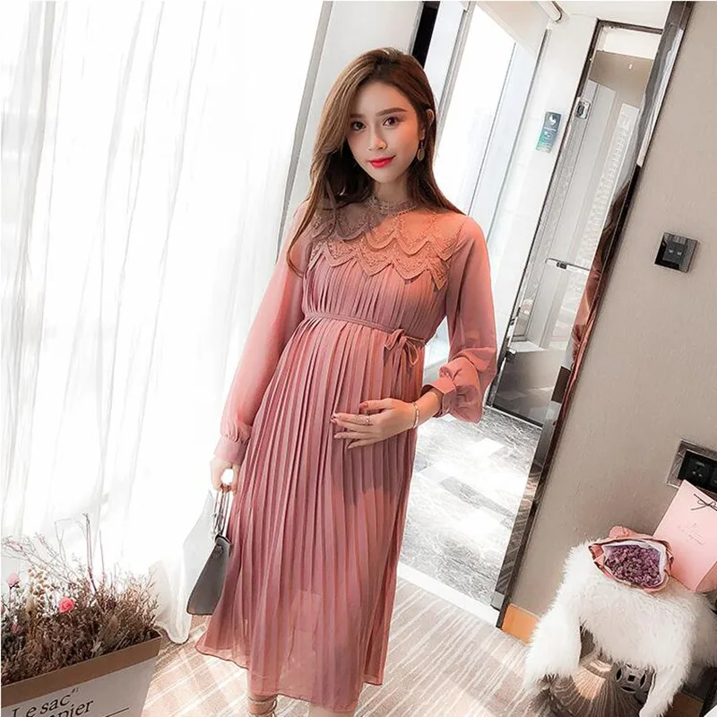 Lace Chiffon Maternity Dress Pregnancy 