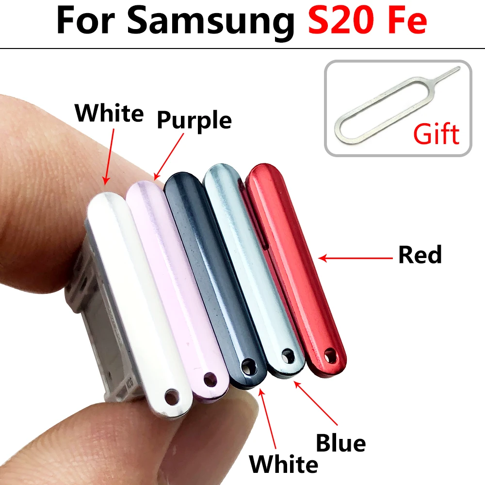 Sim Card Tray For Samsung S21 S20 Fe Dual Micro SIM Card Slot Tray Holder SD Card Reader Replacement Parts