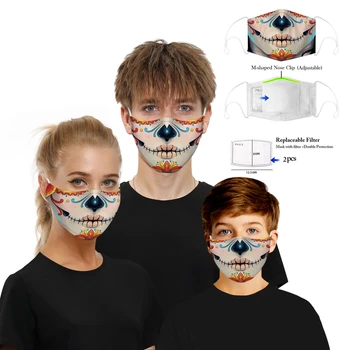 

Festival Skull Flu Masks PM2.5 Black Dustproof Skull Half Face Mask Multi Use Fall Winter Accessories Mask Halloween Decoration