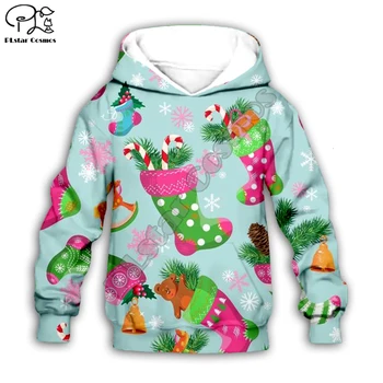 

Kids Merry Christmas socks 3D print cartoon hoodies Santa Claus kawaii long sleeve Sweatshirt zipper boy girl cloth