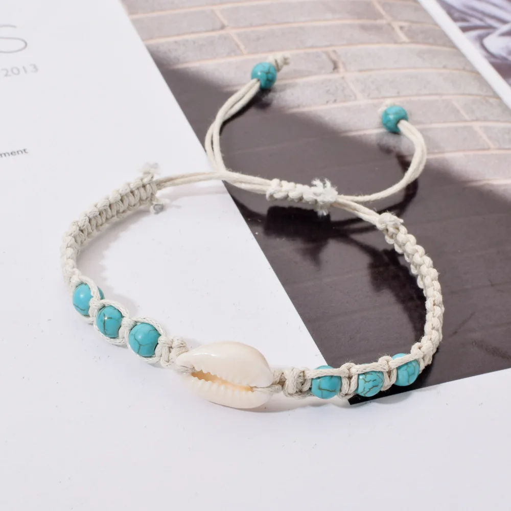 Simple Fashion Natural Stone Hand-woven Shell Bracelet Men Women Adjustable Ocean Beach Summer Vacation Bracelets Gift Wholesale - Image 2