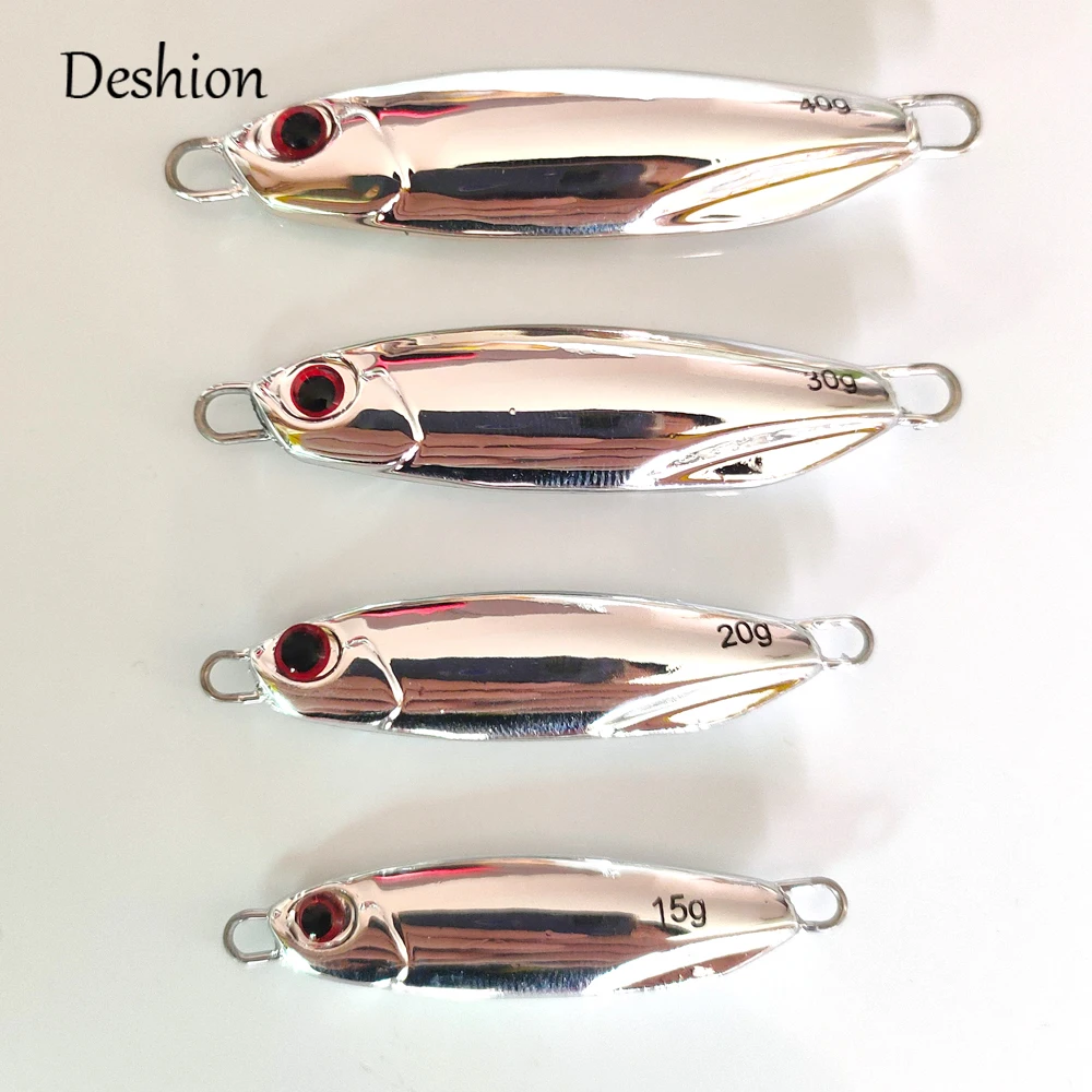 

Deshion Jigging Lure Metal Inshore Casting Chrome Jigs with No Hooks 15g 20g 30g 40g Jigs for Fishing