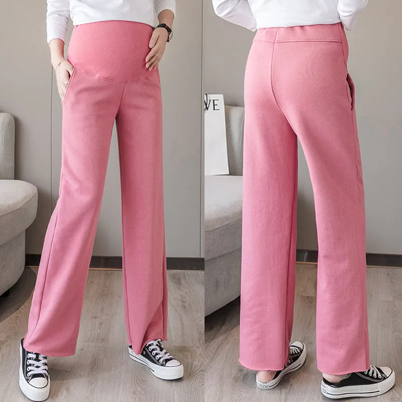 

Solid Wide Leg Pants Maternity Trousers For Pregnant Women Casual Loose High Waist Sport Pregnancy Pants Maternity Clothing