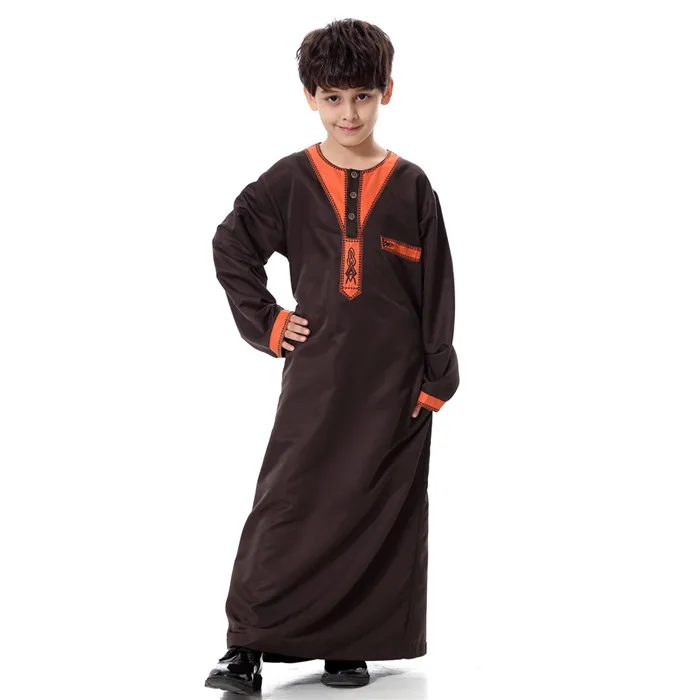 Coffee thobe Исламская одежда для мальчиков в пакистанском стиле; abaya Kids Jubah; мусульманское платье для детей; Thobes; индийская Курта; Саудовская Арабская одежда; кафтан; Дубай - Цвет: Coffee thobe