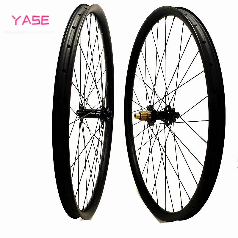 

YASE 29er MTB AM carbon wheels 45x28mm Hookless Asymmetry Tubeless Bitex R211 hub Boost 110x15 148x12 Carbon Disc brake wheelset
