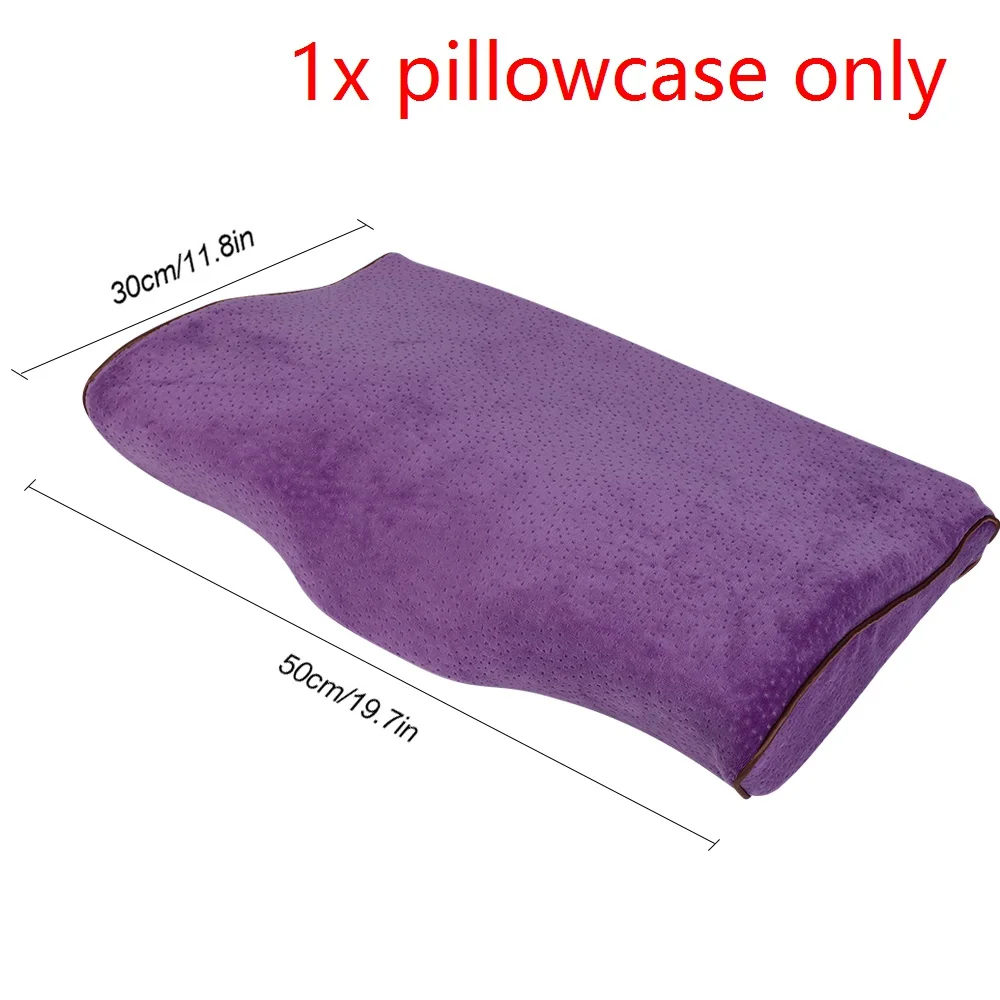 Пены памяти подушки в форме бабочки подушки для сна шеи ортопедические подушки массаж шеи боли шейки - Цвет: purple pillowcase