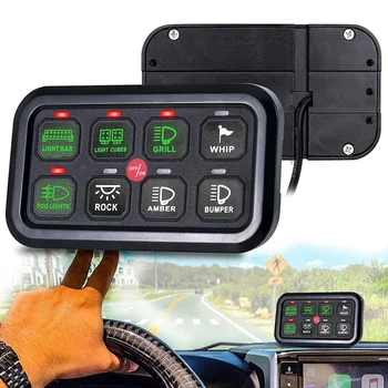 

8 Gang Switch Panel On-Off LED Switch Panel Circuit Control Relay System Box Slim Press Panel for Truck Boat ATV UTV