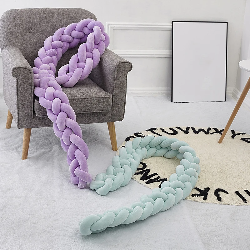 Baby Crib Bed Bumper Knotted Braided Plush Nursery Cradle Decor Newborn Infant Pillow Cushion Junior Bed Sleep Bumper YZL002