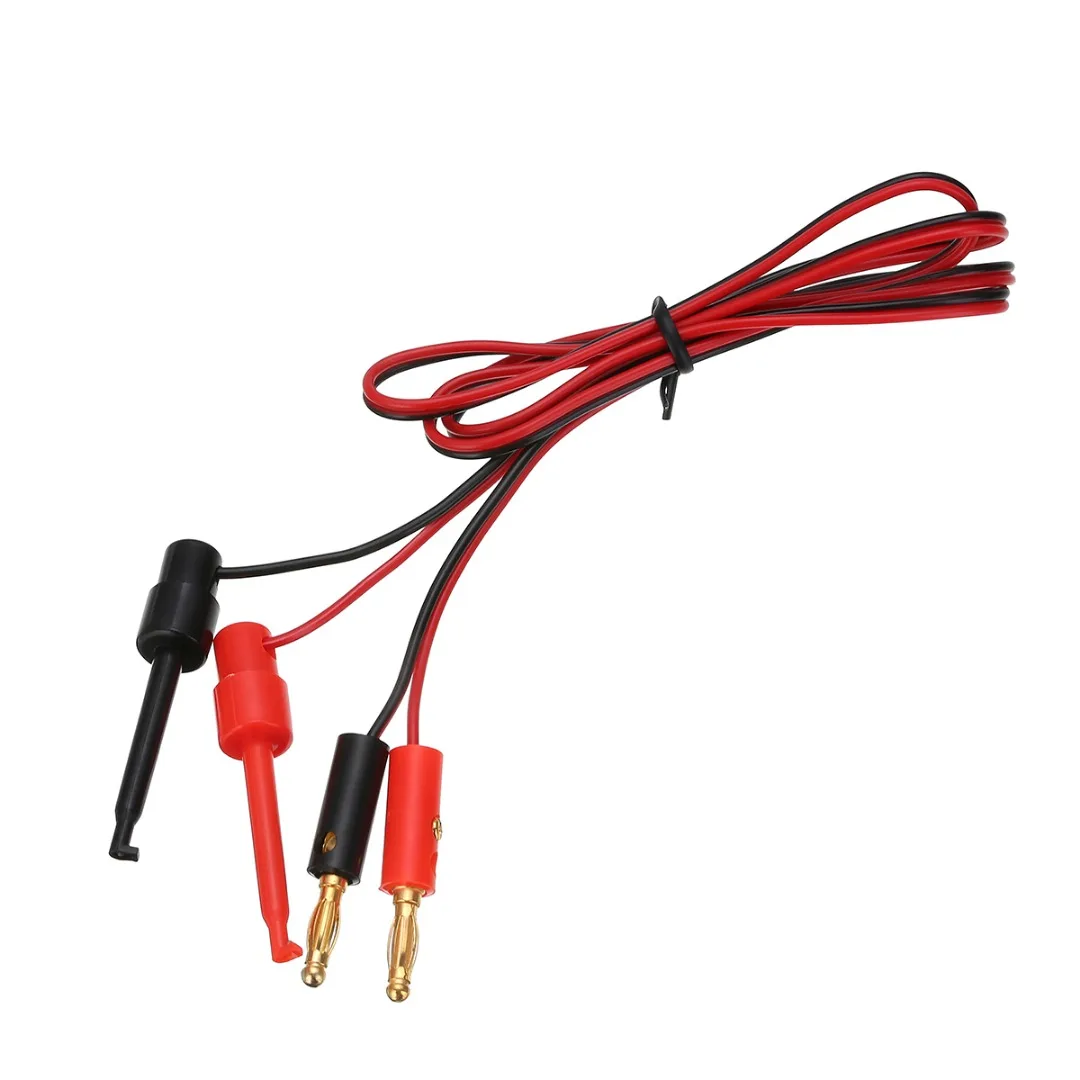 1 Pair Multimeter Tools 4mm Gold Plated Banana Plug to Test Hook Clip Lead Cable 1M(3.3Ft)