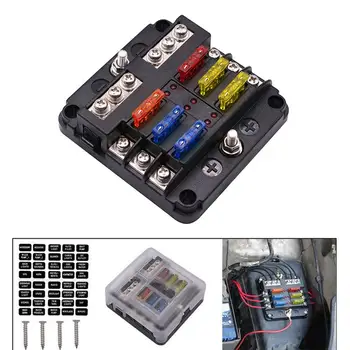 

6-Way Car Fuse Box 1 In 6 Out Car Fuse Box Universal Automative Fuse Box With LED Indicator Portable Car Fuse Box