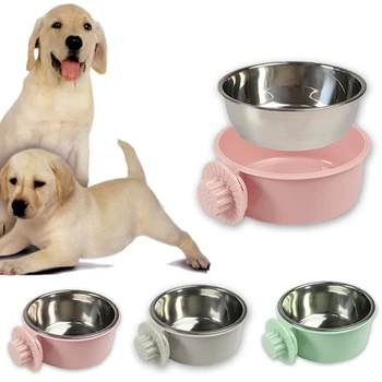 

Double-layer Pet Feeding Bowl Pet Cage Hanging Feeder Dog Cat Eating Drinking Dish Durable Puppy Kitten Food Water Bowl