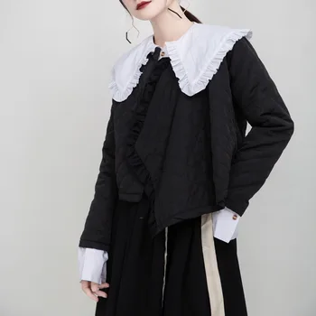 

[Zhongzhong] 2020 Winter Design Girly Series Real Wear Warm Short Coat Female Loose Rhombus Cotton Coat Female 1273