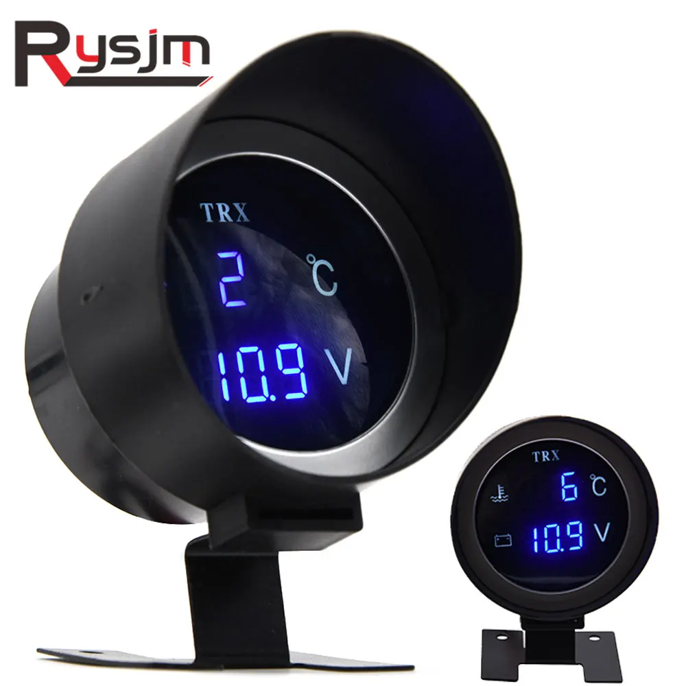 

12V/24V 2 in 1 truck Car LCD Digital Water temperature Gauge + Voltmeter Meter + water temp sensor 10mm adapter voltage meter