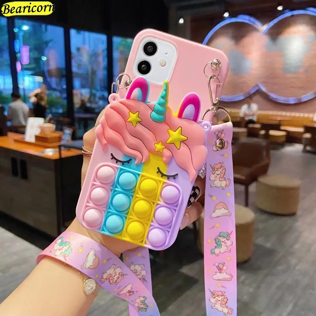 Portamonete Pop Phone Case Per Huawei P30 P20 Pro P50 P40 Lite E P Smart Z S Pro Plus 2019 2020 2021 Unicorn Bubble Wallet Cover
