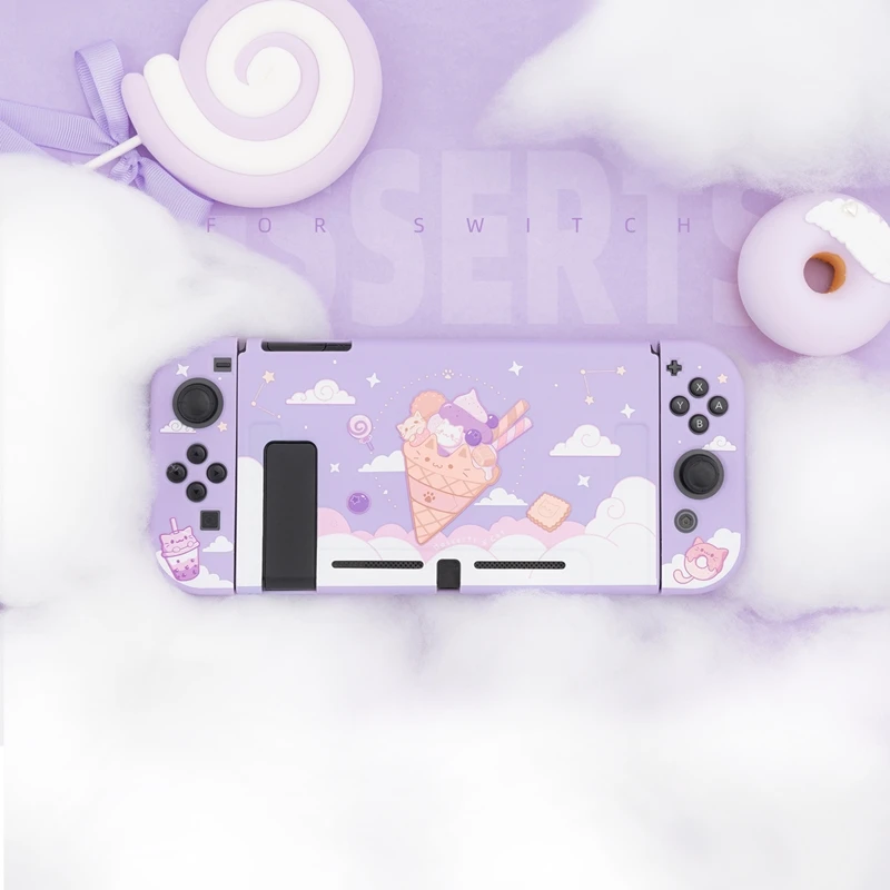 Estojo Protetor para Nintendo Switch Controlador Joy-con do Console ns Capa de Carcaça Pele Macia de Tpu Roxo Rosa Coelho Gato Fofo - Image 5