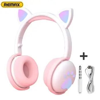 

Wireless Bluetooth Cat Ear Headset Led Lights Glow Colorful High-Definition Call With Microphone Foldable Live Headphones