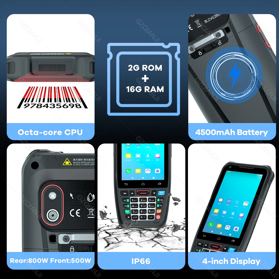 Android 10 Handheld Terminal PDA Honeywell Barcode Scanner 1D 2D Scanner Portable Data Collector with 4G WiFi Bluetooth NFC