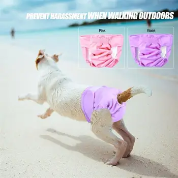 

2pcs Soft Dog Diaper Puppy Diapers Pants Dog Wraps Doggy Panty Pet Underwear Physiological Sanitary Shorts (Pink, Violet)