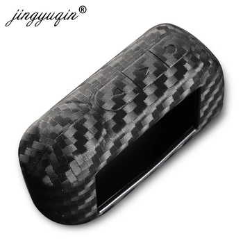 Keyforkess 10X custodia in Silicone al carbonio per Starline A93 A63 A96 auto 2 vie allarme telecomando sensore controllo LCD portachiavi copertura Car Styling - Jingyuqin 10X custodia in Silicone al carbonio per Starline A93 A63 A96 auto 2 vie