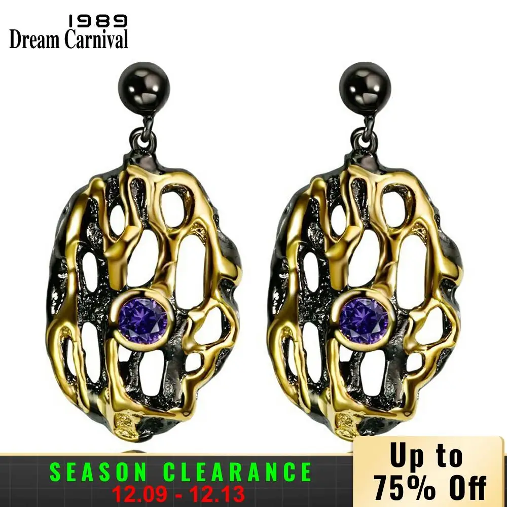 DC1989 Free shipping Trendy design Oval Gold black Plated Cubic Zirconia Copper Lead free Drop earrings for women(E17