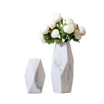 

CREATIVE GEOMETRY LIVING ROOM TV CABINET MARBLE TEXTURE CERAMIC VASE NORTHERN EUROPE SIMPLE MODERN FLOWER ARRANGEMENT