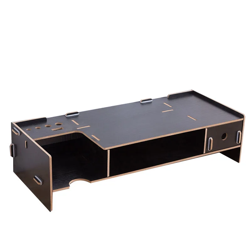 

Multi-Function Desktop Monitor Stand Computer Screen Riser Wood Shelf Plinth Strong Laptop Stand Desk Holder for Notebook Tv Bla