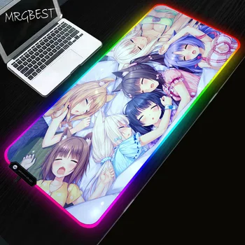 

MRGBEST Sexy Anime Chocolate and Vanilla Game RGB Large Mouse Pad Player 7 Colors MusePad XXL PC Desktop Game Pad with Backlight