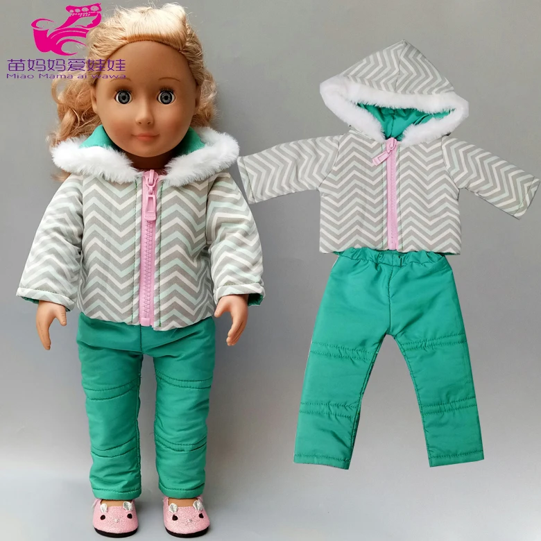 Кукольная одежда, меховое пальто, 18 дюймов, американское поколение, кукольная одежда для девочек, зимний костюм, штаны, подарок на год для девочек