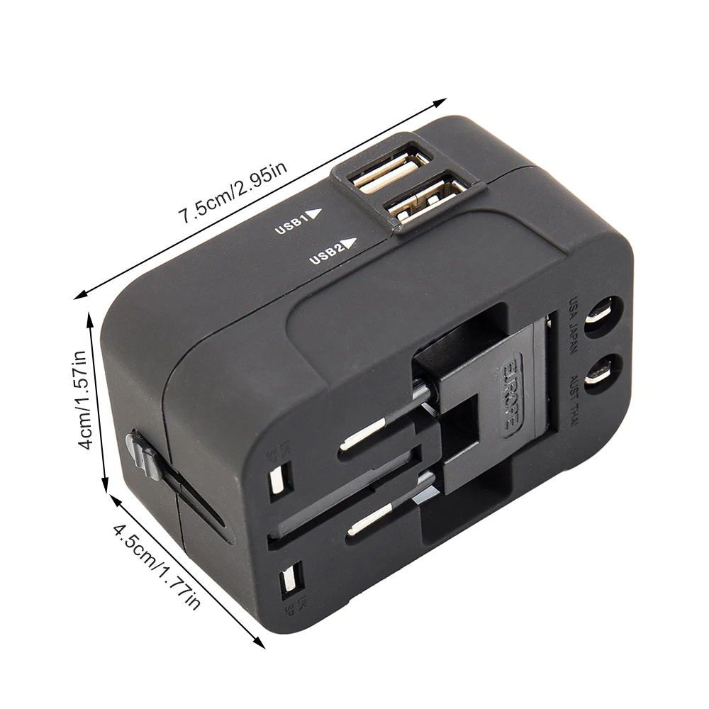 Универсальный международный Электрический переходник 2 USB зарядное устройство конвертер ЕС Великобритания США Австралия универсальная розетка для путешествий