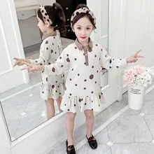 Платье для девочек, осень-весна, новые платья с длинными рукавами, Размер 12, модная детская одежда для подростков