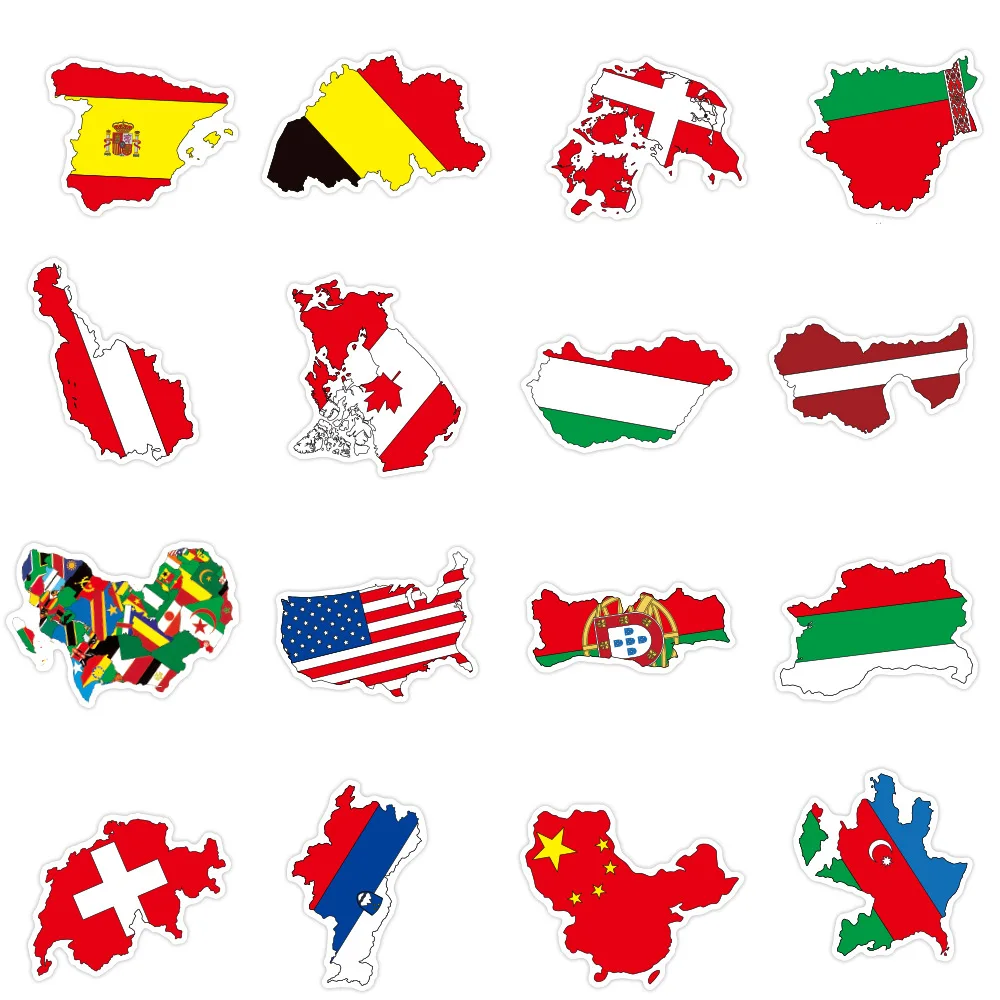 World Flag Map Stickers Aesthetic DIY Luggage Water Bottle Laptop Waterproof Graffiti Colorful Sticker Decals Packs 10/30/50PCS colorful stickers national flags stickers
