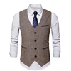 Suit vest mens Business Casual vest men Slim Retro Waistcoat for Men Wedding European Style Brand Men's brown vest 4