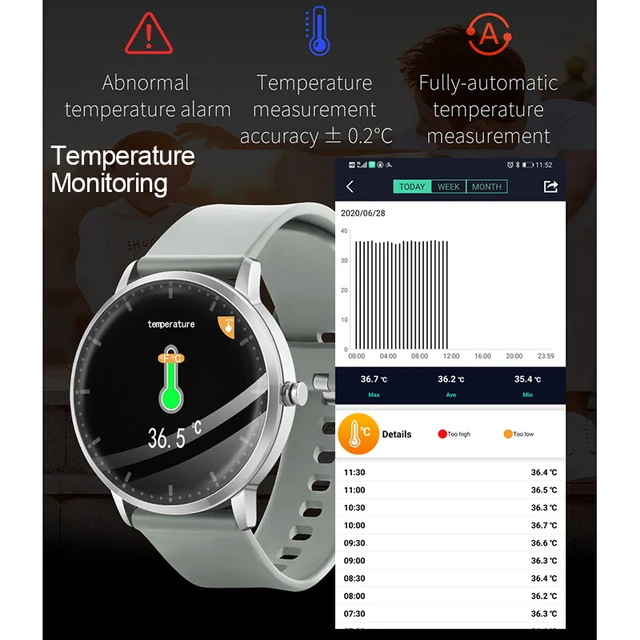 Bluetooth Smart Wearable Digital Baby Thermometer Wrist Temperature real  time Monitor Smart Bracelet APP control - AliExpress