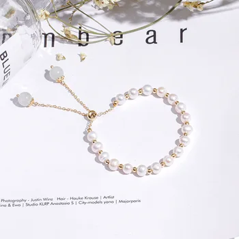 

Natural Freshwater Pearls Bracelets Women's Simple Korean-style Adjustable White Moonlight Crystal Bracelet Bracelets for a Girl