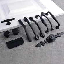 1 шт. черные мебельные ручки для кухни из алюминиевого сплава, ручки для шкафа, ручки для шкафа в американском стиле