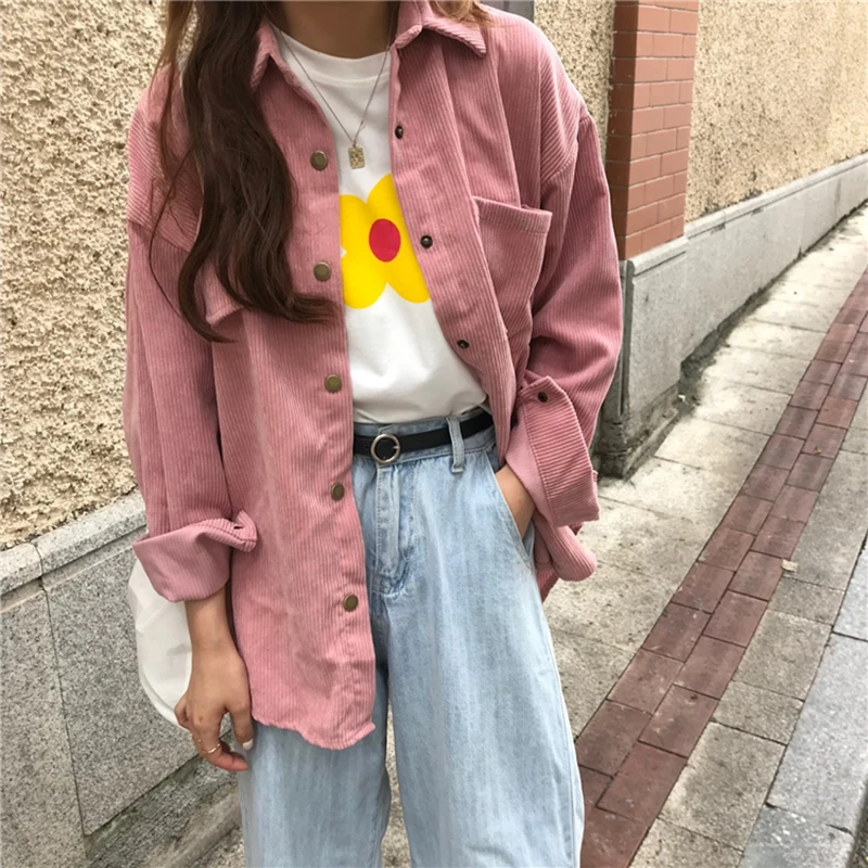 low cost  Vintage Corduroy Jackets Women Winter Autumn Coats Plus Size Single-breasted Harajuku Overcoats Jac
