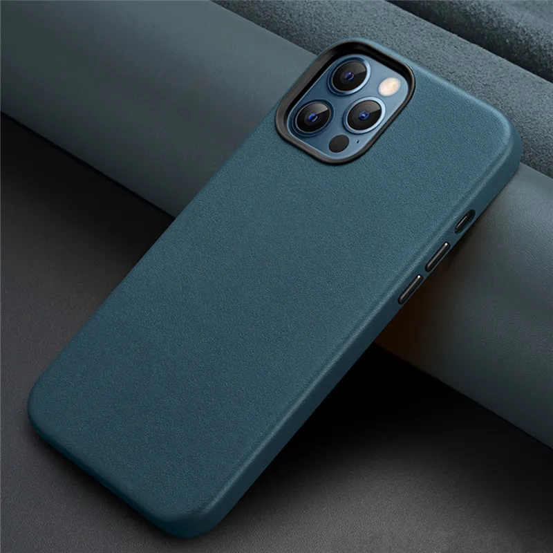 Real Leather Magnectic Case for iPhone 12 Pro Max 12 mini Luxury Phone Cover for iPhone 12 Pro Support Wireless Charging Case