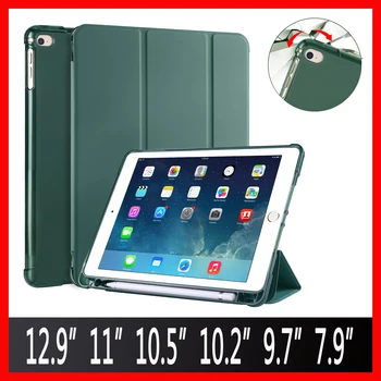 

For iPad 9.7 Case Pro 12.9 10.5`Air 3`10.2 inch 2017 2018 2019 2020 Soft Cover With Pencil Holder Case for iPad Mini 5 2019